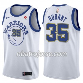 Män Golden State Warriors Tröja Kevin Durant 35 Nike 2017-18 Hardwood Classics Vit Swingman